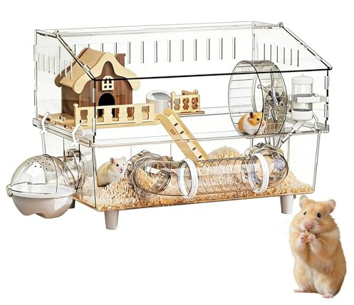 Großer Hamsterkäfig Zweistöckiges transparentes Nagerheim