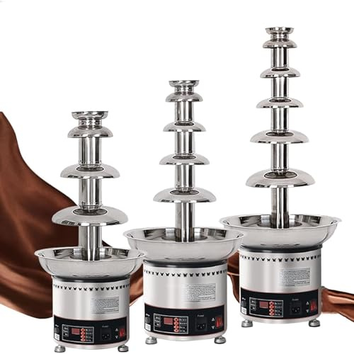 Chocolate Fountain Machine - Electric 4/5/6 Tier Fondue Set with Temperature Control, Perfect for Parties, Weddings, and Buffets, Stainless Steel Melting Pot