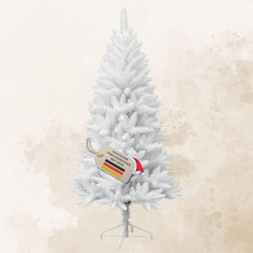 RS Trade Künstlicher Weihnachtsbaum 1015 Weiß 180 cm mit Metallständer, weißer Tannenbaum, künstlicher Christbaum, Kunstbaum Weihnachten, einfacher Aufbau, schwer entflammbar, für Allergiker geeignet