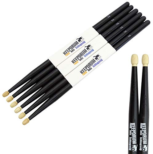 keepdrum 5A Black Hickory Drumsticks Schwarz 3 Paar