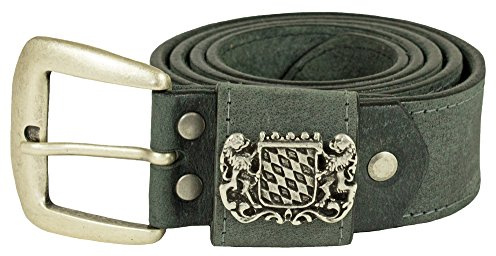Trachtengürtel mit Dornschnalle und Bayernwappen - Dunkelgrau - Traditioneller Gürtel aus Büffelleder zu Jeans und Lederhose