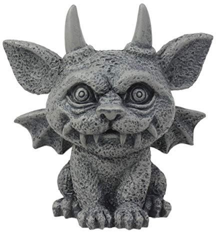 Ebros Gothic Horned Bat Cat Gargoyle Bast Figurine Small Mythical Fantasy Decor Statue 3.25 Tall As Talisman of Protection Fairy Garden Accessory DIY Renaissance Or Medieval Collectible