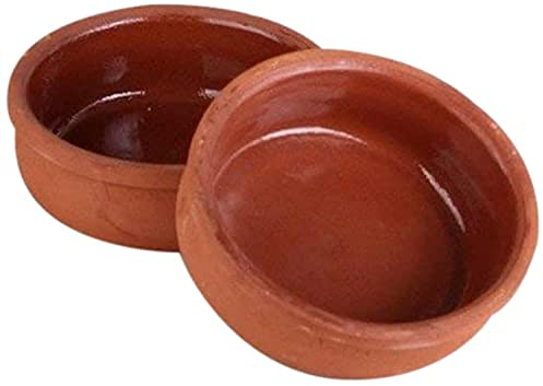 Hitit Terra -Bowl (6 Pieces) Mini Prep Clay Cooking Pots Delicious Desserts and Meals - Turkish Earthenware -Terracotta Cookware, 0.2 milliliters