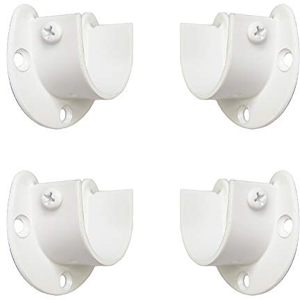 FYTRONDY soporte para barra de armario de acero inoxidable de edición blanca, con forma de U, soporte de enchufe abierto, soporte para armario, barra de cortina de ducha, extremo de soporte