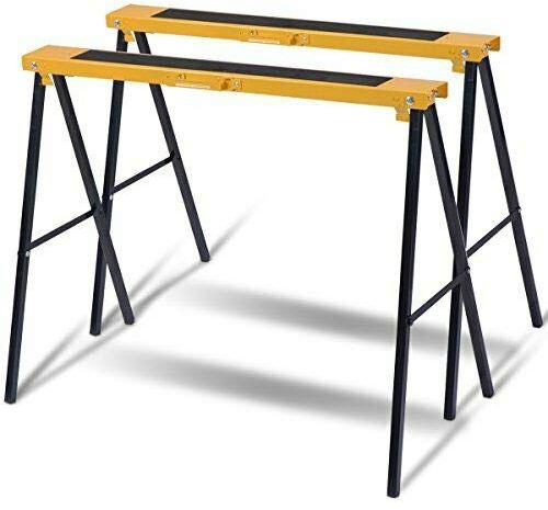 Grafter® GSH05 Steel Folding Saw Horse Trestles, Lightweight, Non-Slip Work Surface (Pair)