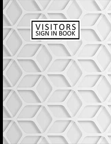 VISITORS SIGN IN BOOK: Guest Sign In & Out Tracker Register, Gifts for Office, Business, School, Meetings, Visitors Record Book | White Pattern Cover