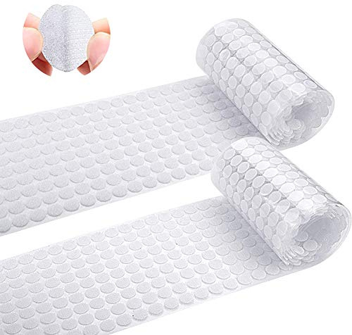 1000pcs 10mm Strong Self-adhesive Hook and Loop Dots, Waterproof DIY Movable Backing Fastening Tape, Double Sided Sticky Adhesive Pads for Home, School, Office (White)