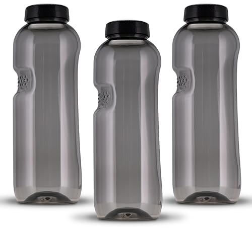 Kavodrink 3 x Tritan Trinkflasche 0,75L Wasserflasche schwarz Sportflasche BPA frei Flasche 750ml