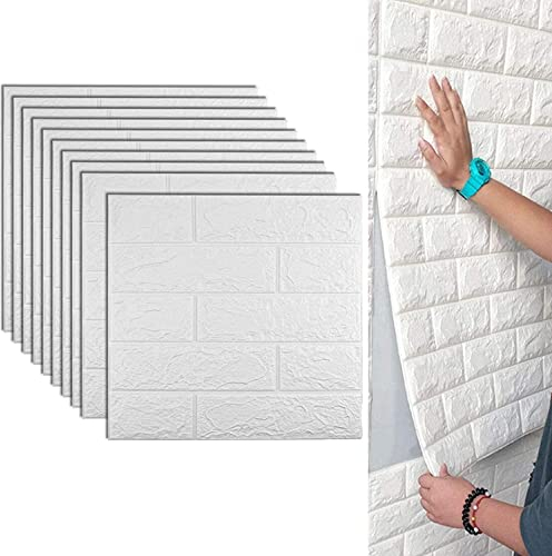 Carta da parati 3D in Mattoni,10 pezzi DIY Autoadesiva,Pannello Parete Decorativo Impermeabile, Wall Sticker Wallpaper per Cucina, Bagno, Salone