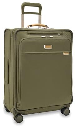 Briggs & Riley 74cm Large Expandable Spinner - Hold Luggage for Travel, Suitcases with Wheels, Softside Rolling Bag for Men & Women, Self-Repairing Zipper - Baseline Collection, Olive