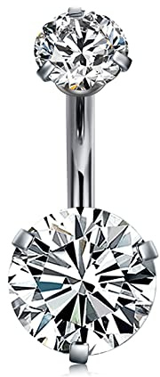 CIZME G23 Titan Kurzes Bauchnabelpiercing 6mm Stablänge 14G Piercing Bauchnabel Bauchpiercing Zirkonia