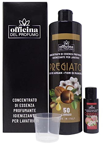 Atelier de parfum essence parfumée pour linge 500 ml, parfum huile d'argan et fleurs d'amande (+30 ml parfums) concentré, solide, avec désinfectant