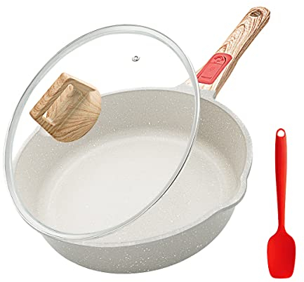 Bobikuke Bratpfanne 24 cm Antihaft Pfanne mit Deckel, 7 cm Innenhöhe, Pfanne Beschichtet mit Abnehmbarer Griff, Geeignet für alle Herdarten, Backofen und spülmaschinenfest