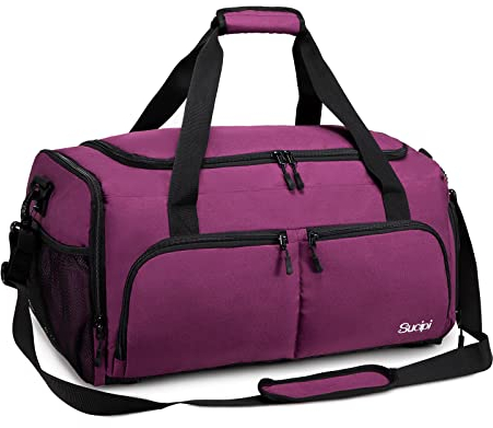 Sucipi Sporttasche Damen Reisetasche Sporttaschen mit Schuhfach & Nassfach Weekender Tasche Wasserdicht für Fitness Sport Training Reise als Gym Bag Schwimmtasche Strandtasche Saunatasche Violett