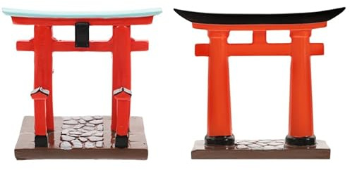 ibasenice Mini Torii Gate Decorations Japanese Torii Gate Crafts for Miniature Dollhouse Mini House Ornaments Resin Decor for Japanese Style Garden Aquarium and Display 2 pcs