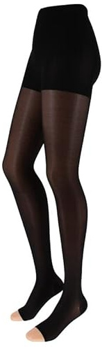 Franzoni Collant Sollievo 140 Denari, Calze a Compressione Graduata Unisex con Punta Aperta, Calzamaglia Paramedicale - Made in Italy (3, Nero)