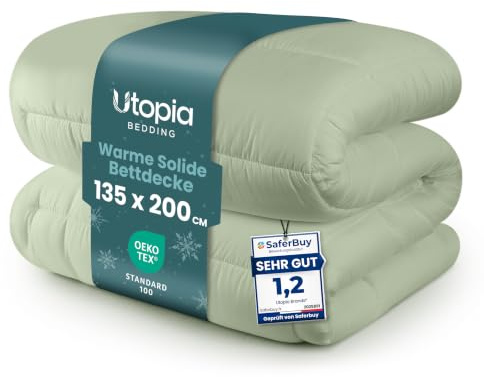 Utopia Bedding Bettdecke Ohne Bezug 135x200 cm, Flauschige Decke, Salbeigrün