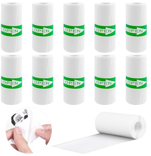 Thermopapier Selbstklebend 10 Rollen, Mini Drucker Papier, Thermal Pinter Papier 58 x 25mm, Thermopapier Selbstklebender Bedruckbare Aufkleber für Kinder Sofortbildkameras für Fotos Notizen