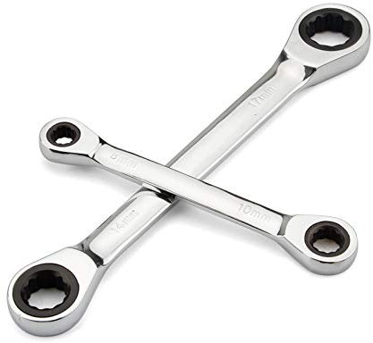 Llaves Fijas con Carraca 1 Uds. Llave de trinquete de Doble Cabeza de Anillo de Cromo vanadio Reversible 8-9-10-12-13-14-15-16-17-18-19mm Juego de Llaves combinadas de trinquete Llave Carraca (Color