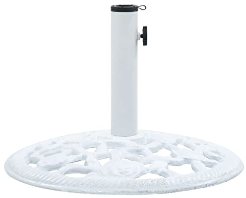 BaraSh Socle de Parasol Blanc 12 kg 48 cm Fonte,Pied De Parasol,Pied De Parasol Lourd,Pied De Parasol sur roulettes