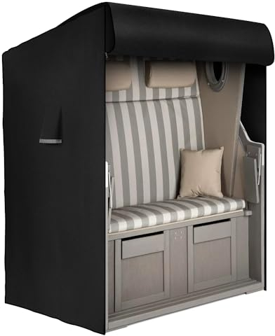 Dokon Schutzhülle für Strandkorb Winterfest Strandkorbabdeckung mit Belüftungsöffnungen, Wasserdicht Wetterfest Anti-UV Robustes 420D Oxford-Gewebe Abdeckung für Strandkorb - 155x95x165/140cm