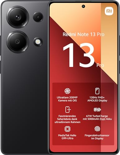 Xiaomi Redmi Note 13 Pro 4G 2.2GHz 8+256GB, FHD+ AMOLED, Fotocamera Ultra-Clear, Batteria 5000mAh, MediaTek Helio G99, Nero(IT Versione)