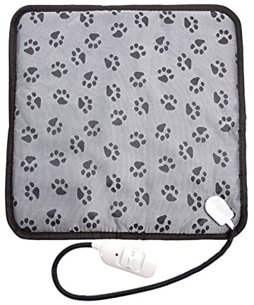 Tapis Chauffant Chien Chat Imperméable, 45x45cm Coussin Chauffant Electrique pour Animaux Domestiques, 3 Réglages de Température, Tapis Thermique pour Chats et Chiens de Petite Taille et âgées