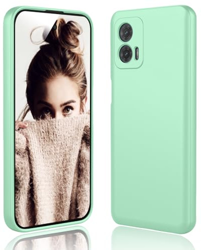 DESSEN Funda para Motorola Moto G73 5G - Líquida Silicona Carcasa con Forro de Microfibra Antiarañazos Delgada y Suave TPU Cover Anti-Choques Protectora Case, Verde Claro