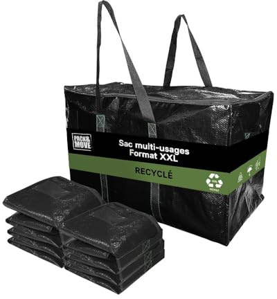 Pack and Move - Set mit 4 großen, widerstandsfähigen Umzugs-, Aufbewahrungs- und Transporttaschen - wiederverwendbar - starke Griffe