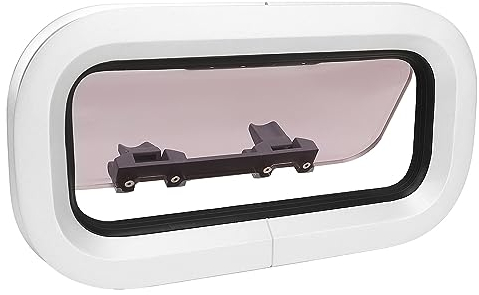 Jiawu Rechteckiges Bullauge für Boote und Yachten, Marine-Portlight-Fenster, Bootsluken-Bullauge, Regensicher, Blockierend, 347 X 171 Mm, 180-Grad-Öffnung, Robust, für Wohnmobil-Yacht