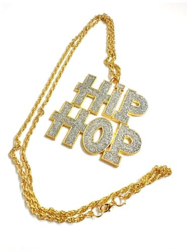 Retro Hip Hop Medallion Necklace for Costume Party 1990s Inspired Fancy Dress Accessory