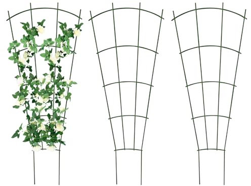 Supporto per piante rampicanti, traliccio per balcone, giardino, terrazza, stabile supporto per piante da giardino, griglia per peonie, ortensie, pomodori, rose (3, verde)