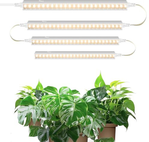 Barrina T5 1FT Grow Lights for Indoor Plants, Yellow, Full Spectrum Sunlight, Linkable Plant Growing Lamp, LED Grow Light Strip with Switch, Plug and Play, 4 Packs