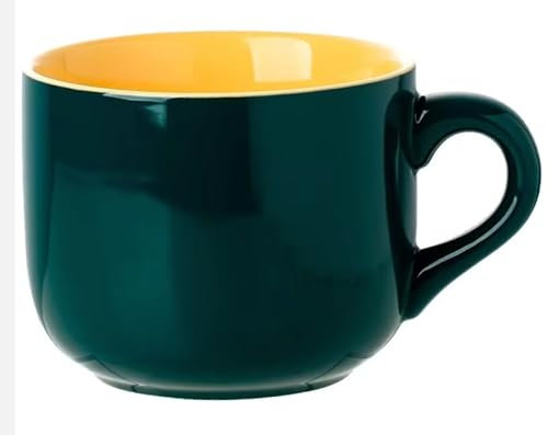 MIELIMON Set de 2 tazones desayuno Tazones De Sopa De Cerámica Taza De Café Grande, Tazas De Sopa Con Asa Apto Para Microondas Y Lavavajillas Para Cereal Postre Ensalada Té Leche de 650 (verde/verde)