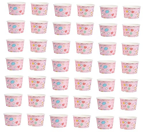 HAWILLOSCH 50stücke Wiederverwendbar Eiscreme Becher Robuste Papier Dessertschalen Für Joghurt Pudding Mousse Und Mehr Für Partys Picknicks Und Gastronomie