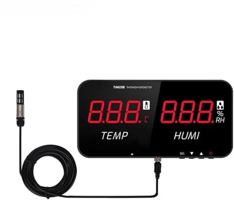NIWPPKIMX Termohigrómetro Industrial LED Pantalla Digital Pantalla Grande termómetro Interior higrómetro de Invernadero higrómetro de Temperatura(TA623B External 5m)