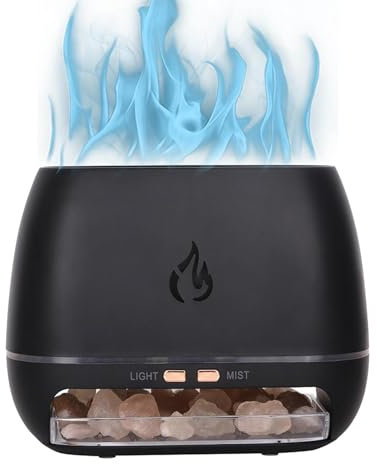 Oil Diffuser Salt Lamp - Decorative Ultrasonic Aromatherapy Diffuser, Flame Effect Salt Rock Humidifier | Stunning Colors Changing Cool Mist Salt Rock Diffuser, Mist diffuser with salt lamp For Home