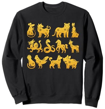 12 signes du zodiaque chinois Happy Lunar New Year Animaux Sweatshirt