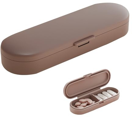 ZWWOGE Pilulier journalier avec 2 compartiments, Pilulier de voyage portable, Organisateur de médicaments de voyage compact Boîte à pilules portable et résistante à la lumière