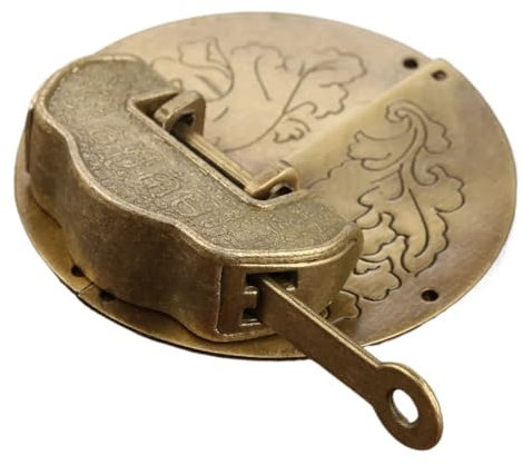 Antikes Messing-Haspenschloss, 1 Set – Vintage-Möbelbeschläge mit dekorativem chinesischen Vorhängeschloss for Schmuckschatulle, Holztruhe und Schrank