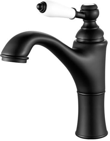 Rehomthy Wasserhahn Bad Schwarz, Waschtischarmatur Einhebel-Mischbatterie | Waschbecken Armaturen, Badezimmer mit Keramikgriff, Abnehmbarer Luftsprudler, Messing G3/8