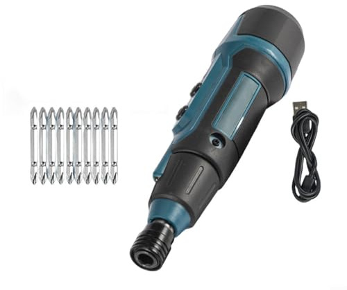 Advokingtap Destornillador eléctrico inalámbrico 3.6V recargable con luz LED y 10 pedazos magnéticos para bricolaje y reparaciones caseras