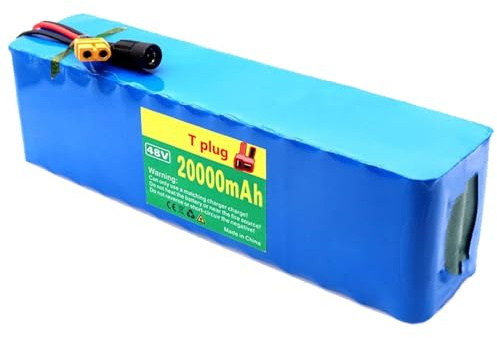 Batería de Litio de Bicicleta Eléctrica de 48V Batería de Repuesto de Scooter Eléctrica 20Ah Batería de Iones de Litio para Bicicleta Eléctrica con Cargador 54.6V 2A XT60/T Plug T Plug,48V 20Ah