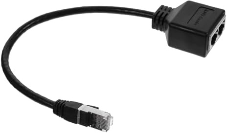 Uonlytech Sdoppiatore Ethernet Rj45 Maschio a 2 Femmine, Adattatore per Cavo di Collegamento, Plastico Nero, Connessione Facile di Dispositivi