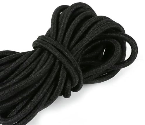 Banda elástica redonda negra de varios tamaños, 2 m/bolsa, cuerda elástica, banda de goma, línea elástica, accesorios de costura para bricolaje, 5 mm