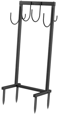 kesurpae Support de tuyau d'arrosage amovible, outils de jardin et pulvérisateur, support rangement tuyau d'eau en métal organisé et bien rangé pour jardin, d'arrosage, Noir, 108x51x25cm