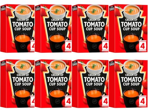 Cup-a-Soup Cream of Tomato Cup Soup, Low Fat, Vegetarian, No Added MSG, Pack of 8, 16 Servings, 22g Each