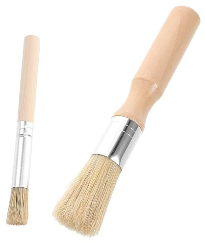 SAFIGLE Cepillo de Repostería 2 Piezas Mango de Madera, Cerdas Suaves de Pelo de Cerda, Tamaño 150x20mm y 100x8mm, Pincel para Hornear, Untar Aceite y Decorar Alimentos, Utensilios