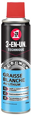 3-EN-UN Technique • Graisse Blanche au Lithium • Aérosol • Forte adhérence • Protection anticorrosion • Action longue durée • 250 ML
