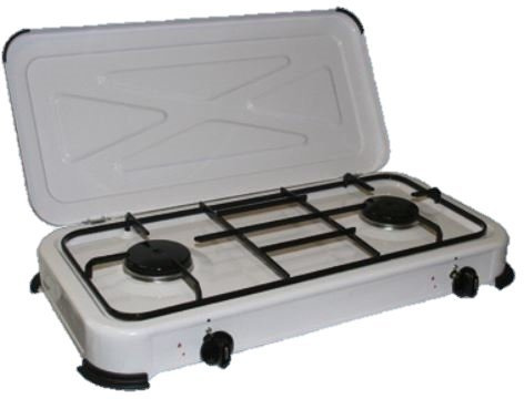 Hornillo de gas de 2 fuegos 48 x 28 x 12 cm).